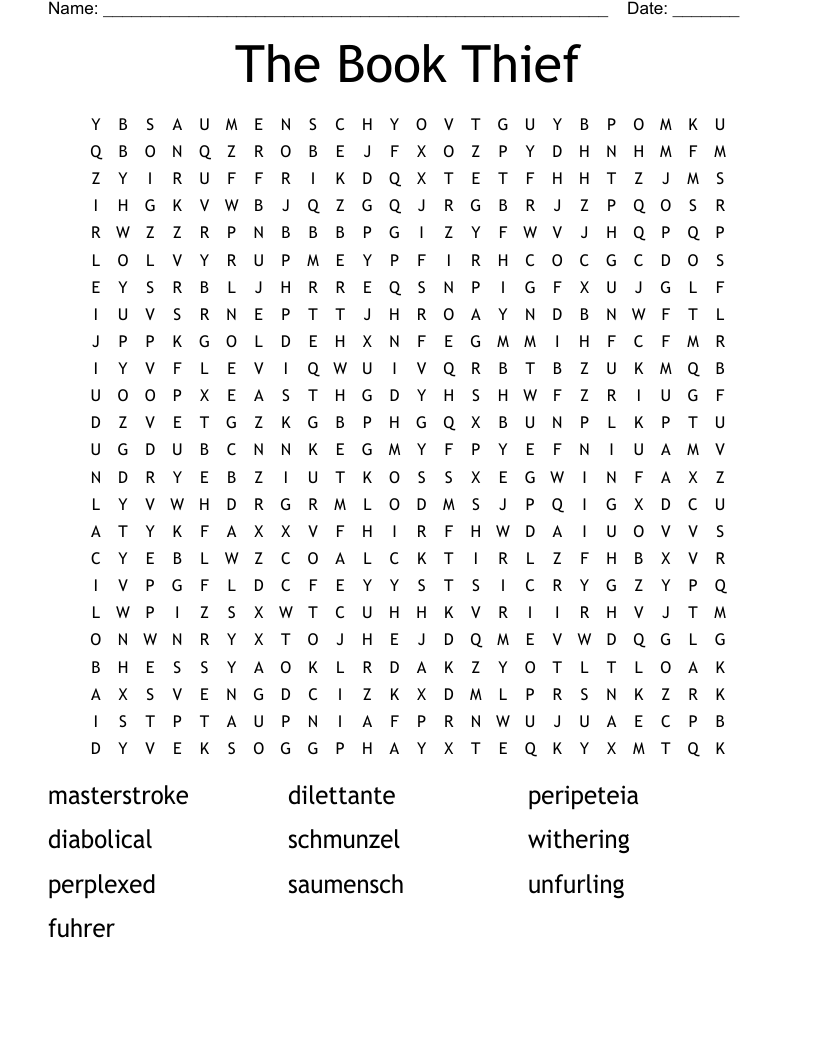 The Book Thief Word Search