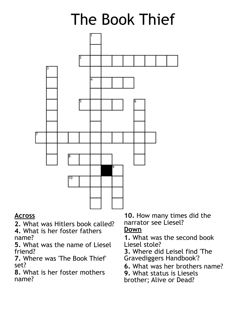 The Book Thief Crossword
