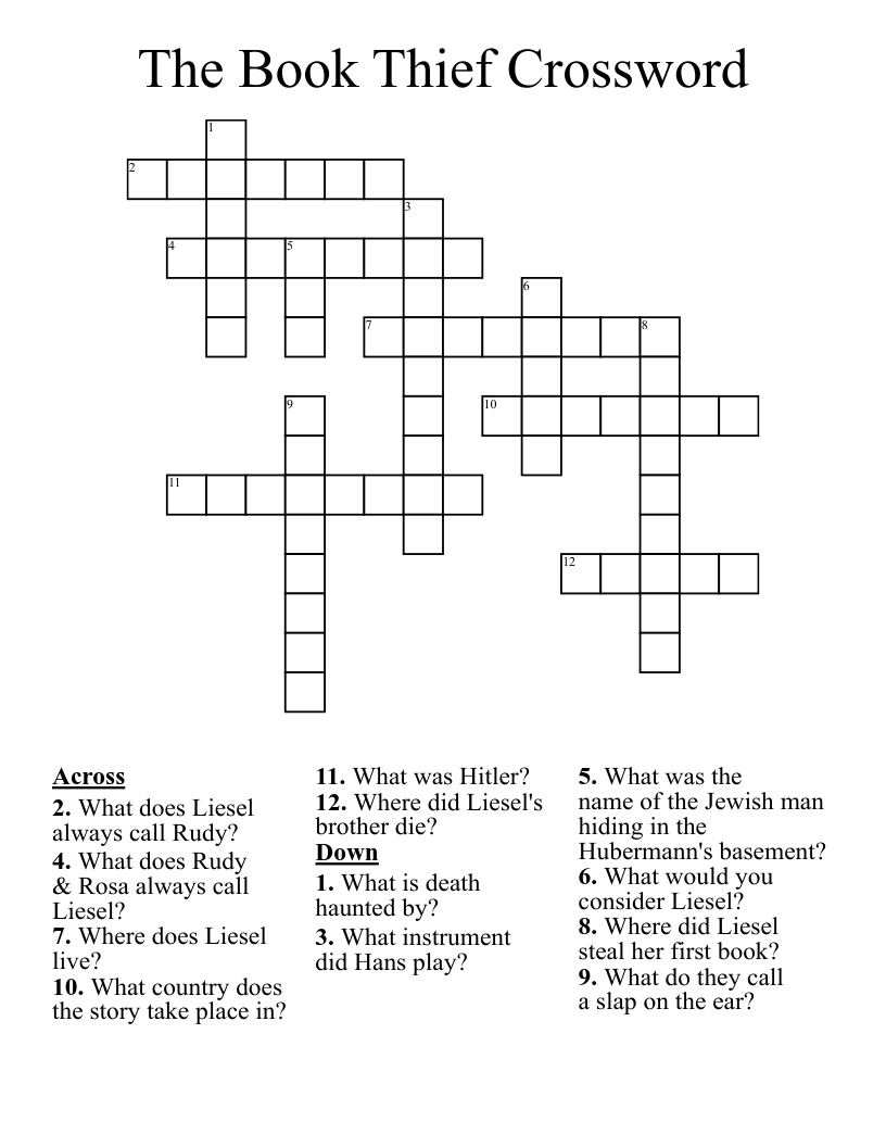 The Book Thief Crossword