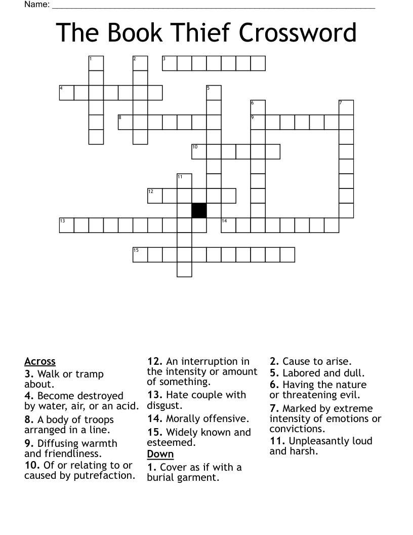 The Book Thief Crossword