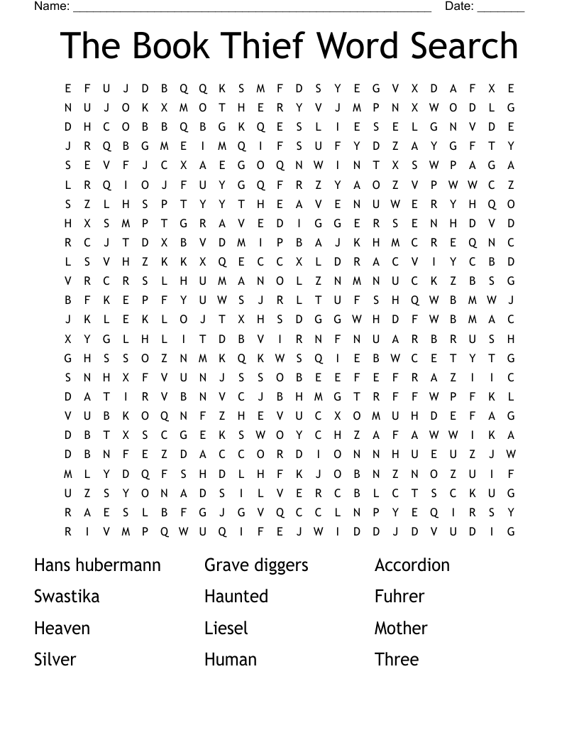 The Book Thief Word Search