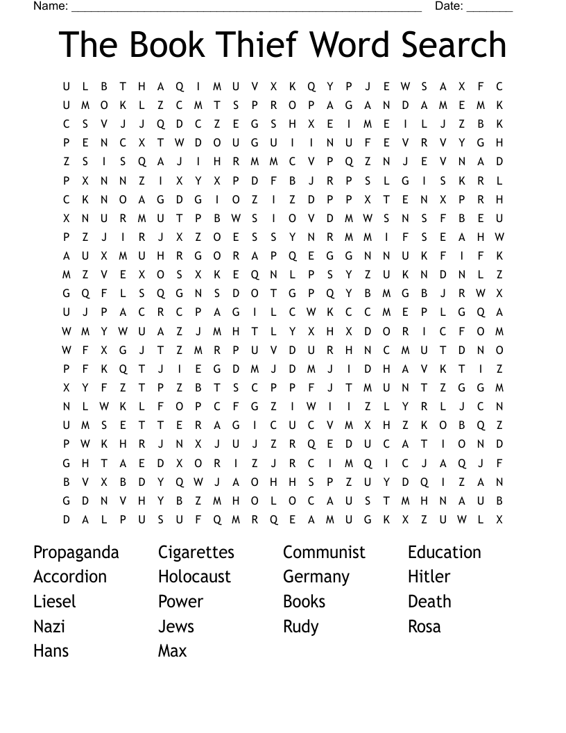 The Book Thief Word Search