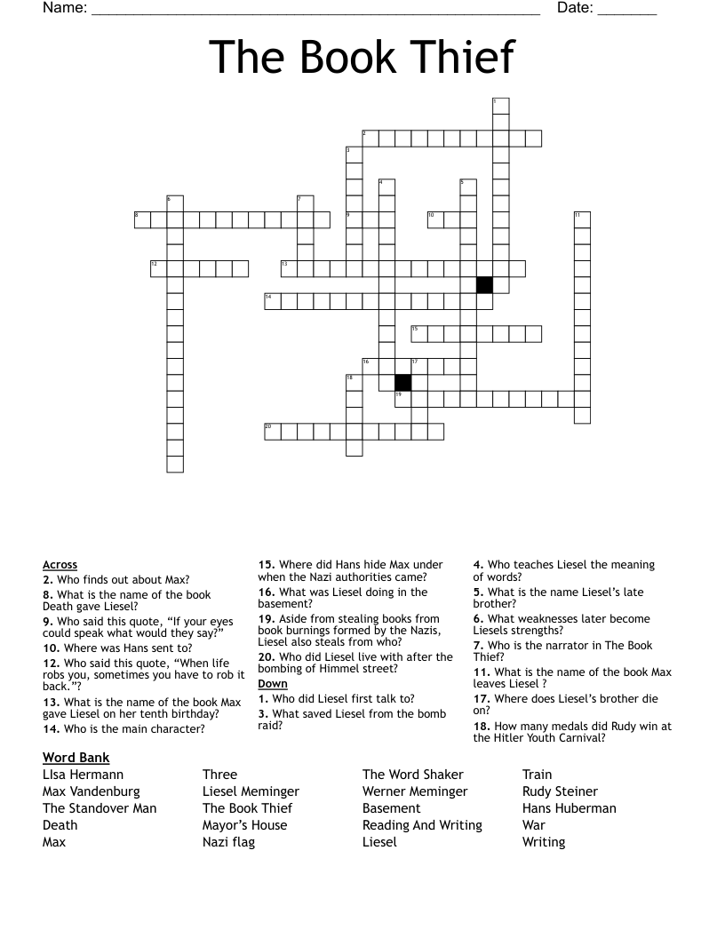 The Book Thief  Crossword