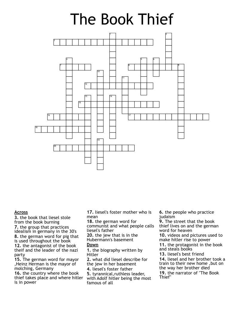 The Book Thief  Crossword
