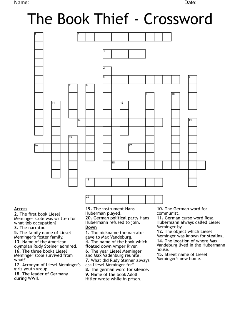 The Book Thief - Crossword