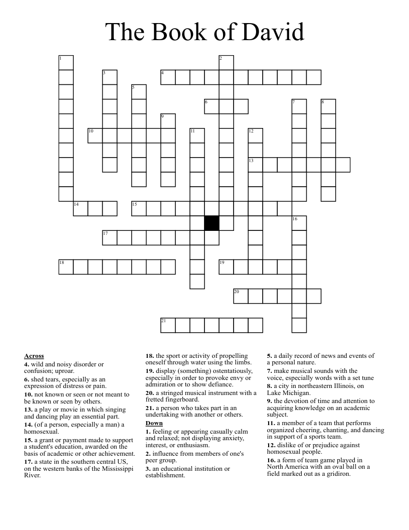 The Book of David Crossword
