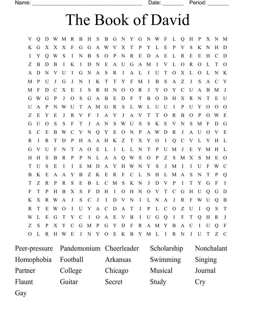The Book of David Word Search