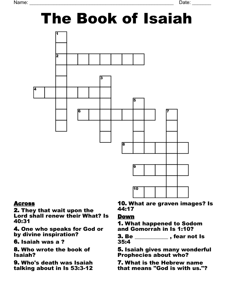 The Book of Isaiah Crossword