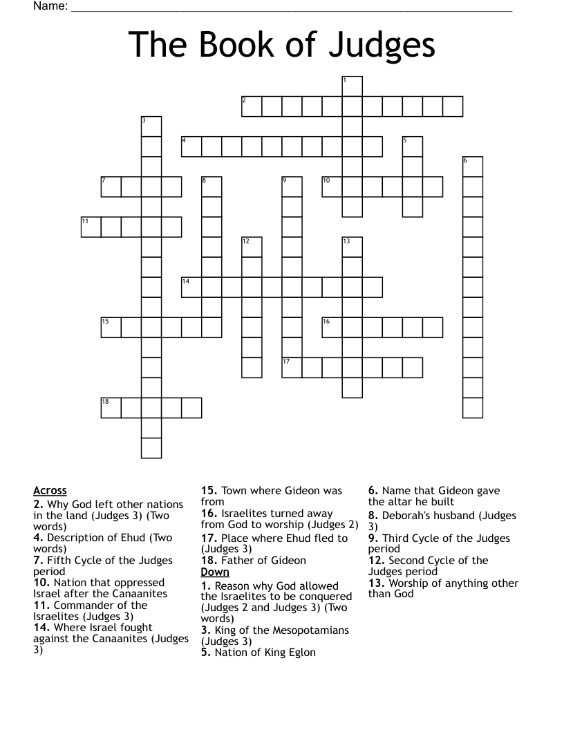 The Book of Judges Crossword