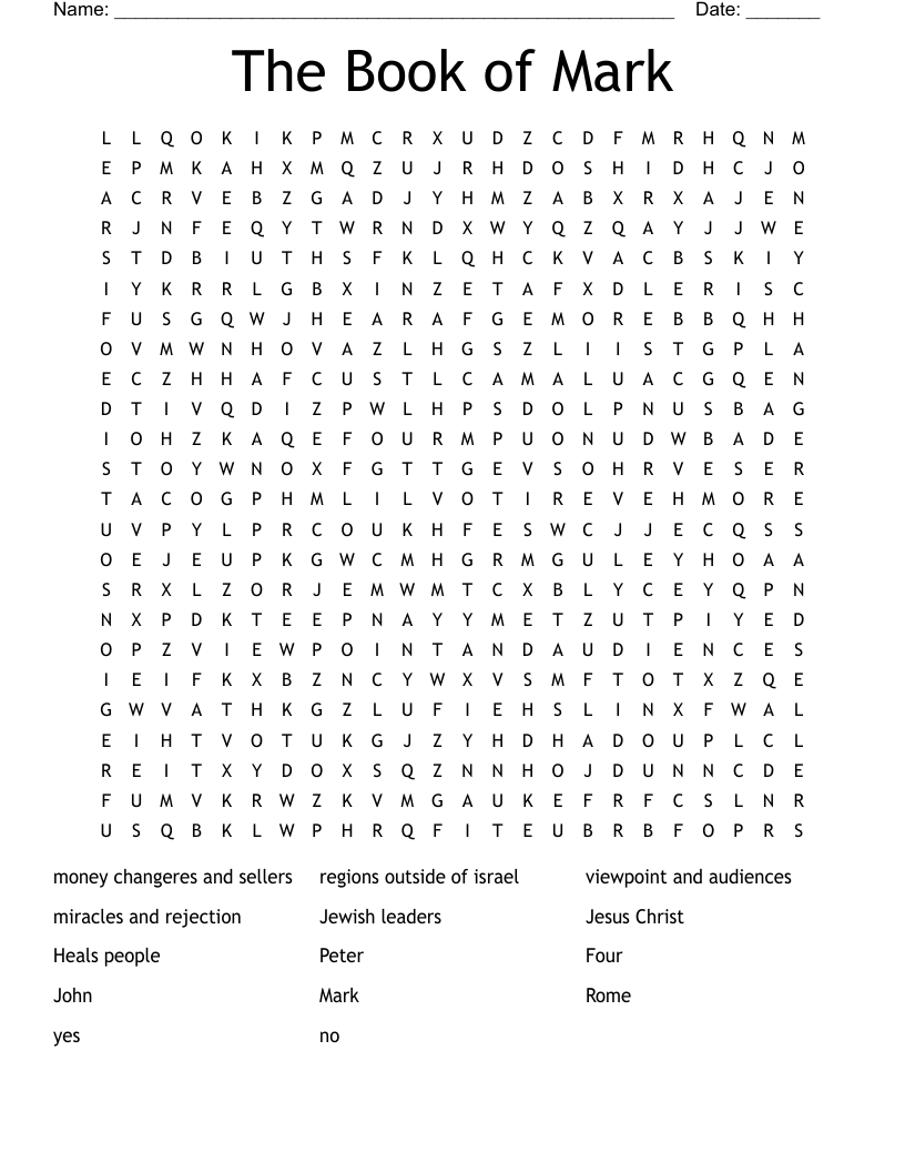 The Book of Mark Word Search