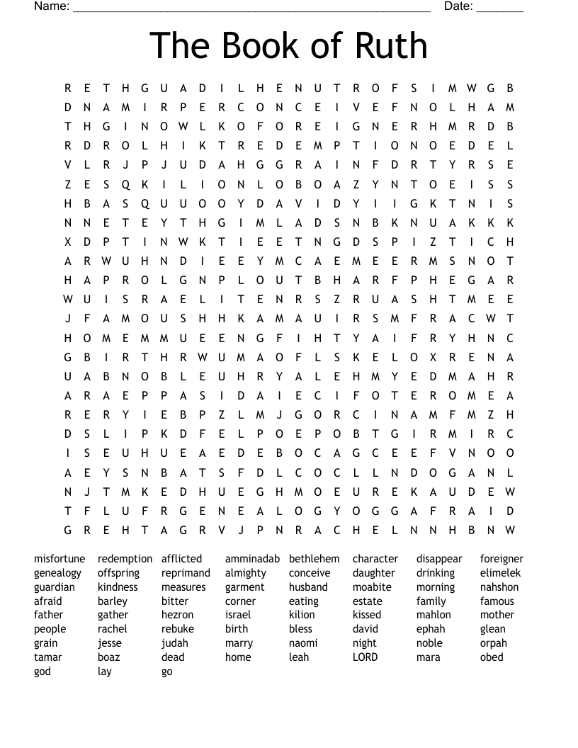 The Book of Ruth Word Search