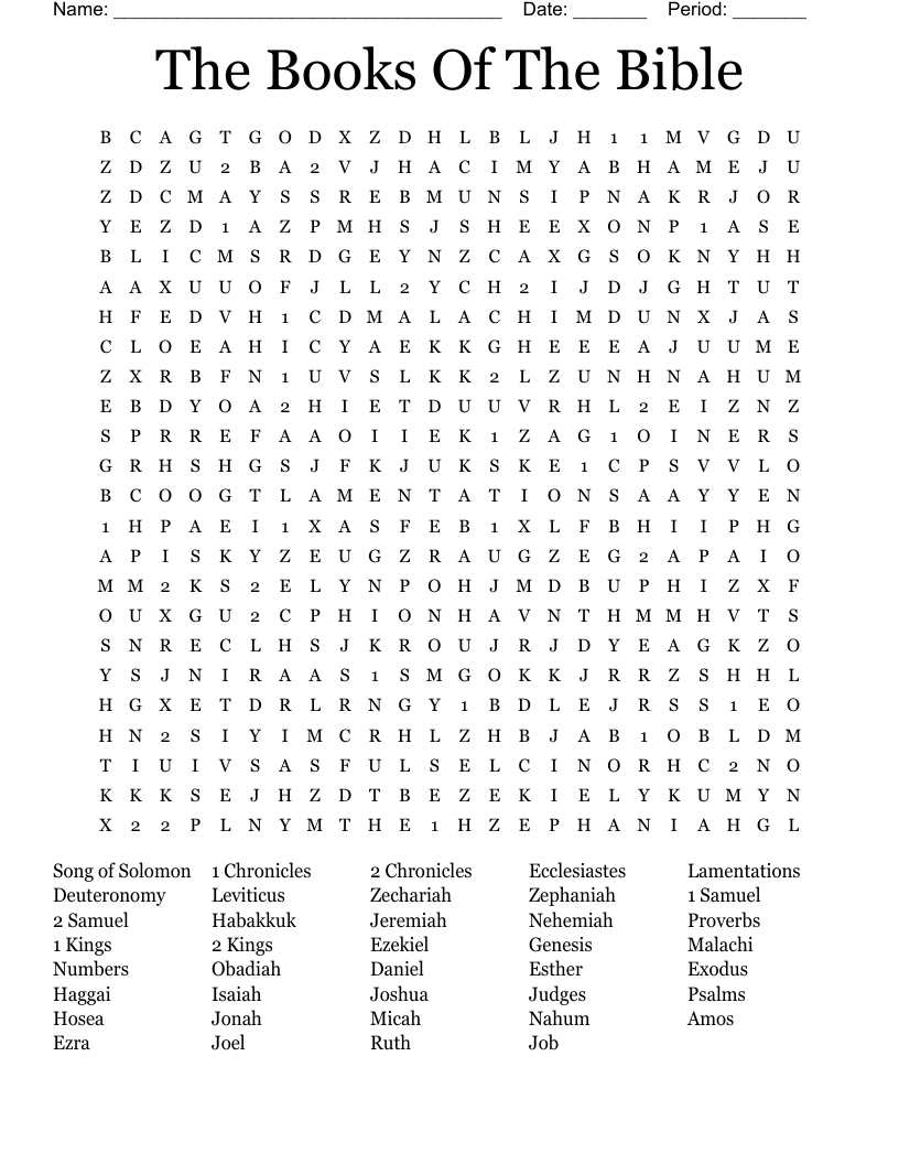 The Books Of The Bible Word Search