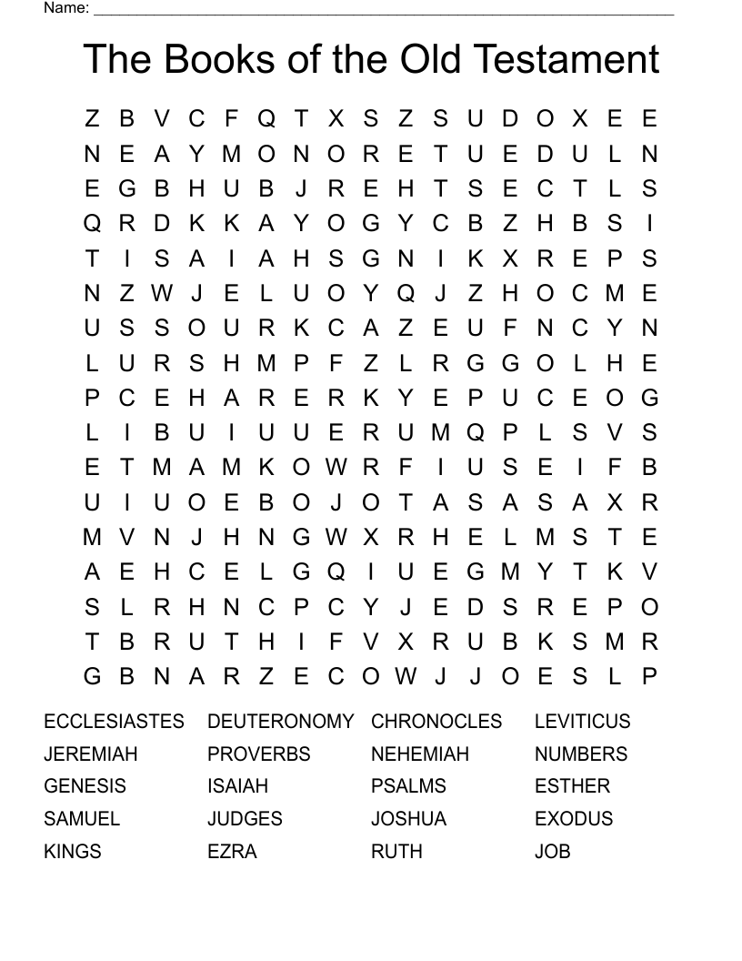 The Books of the Old Testament  Word Search