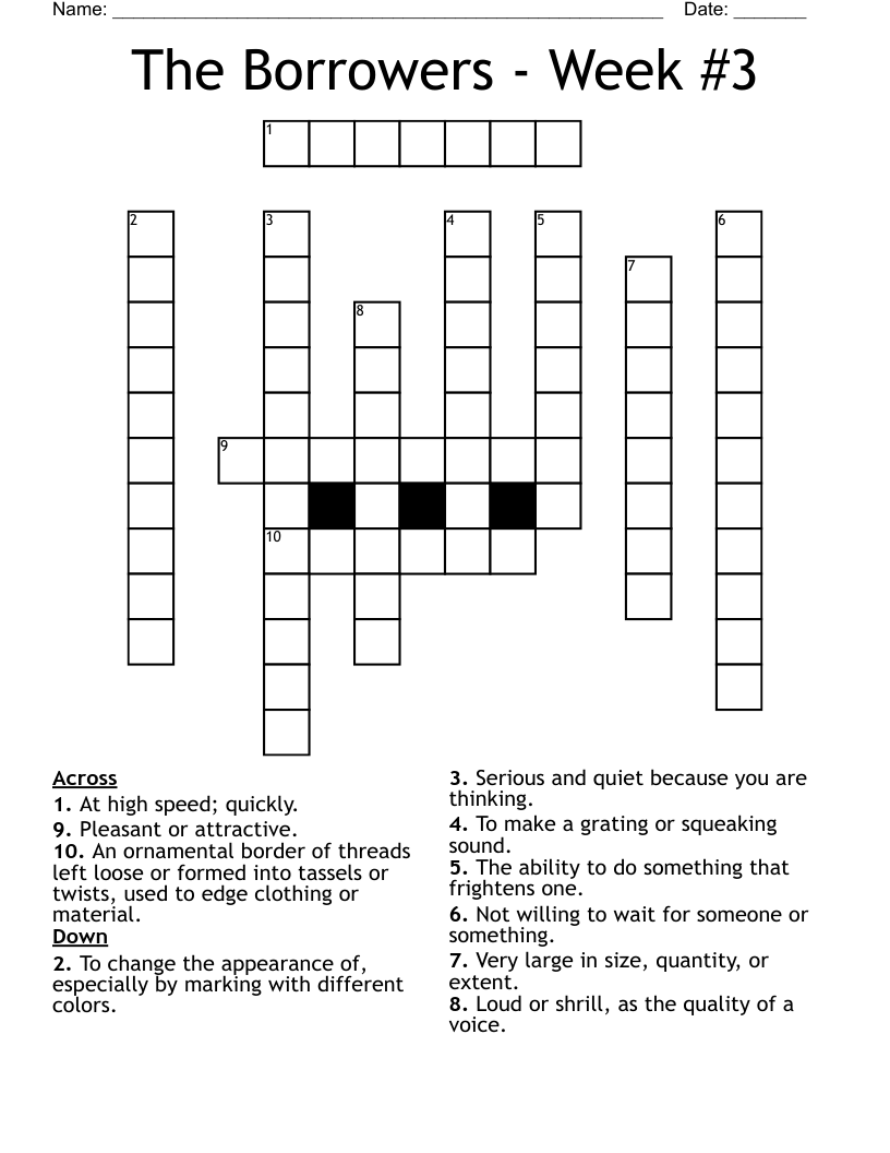 The Borrowers - Week #3 Crossword