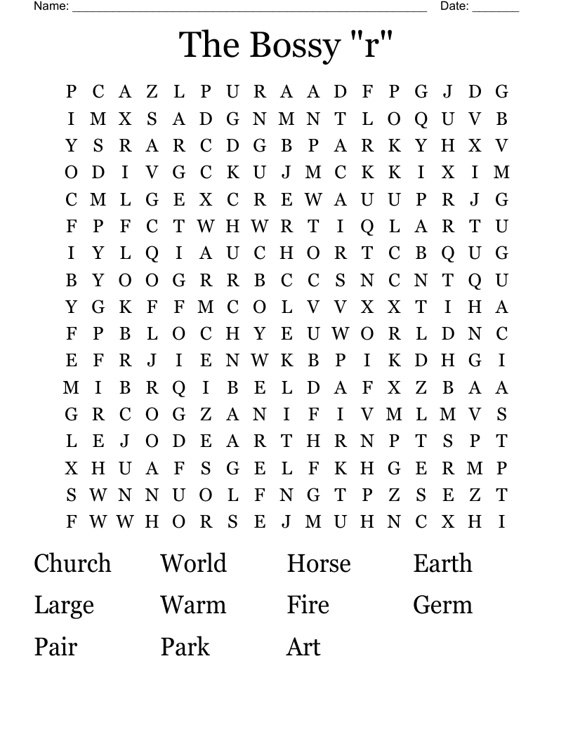 The Bossy "r" Word Search