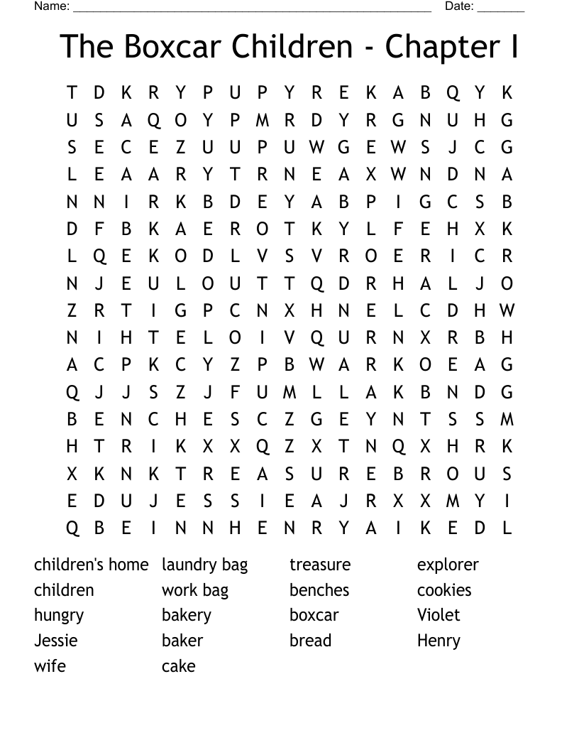 The Boxcar Children - Chapter I Word Search