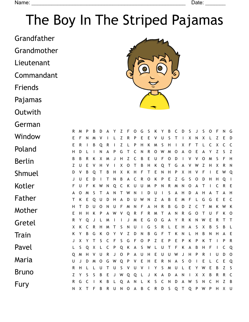 The Boy In The Striped Pajamas Word Search