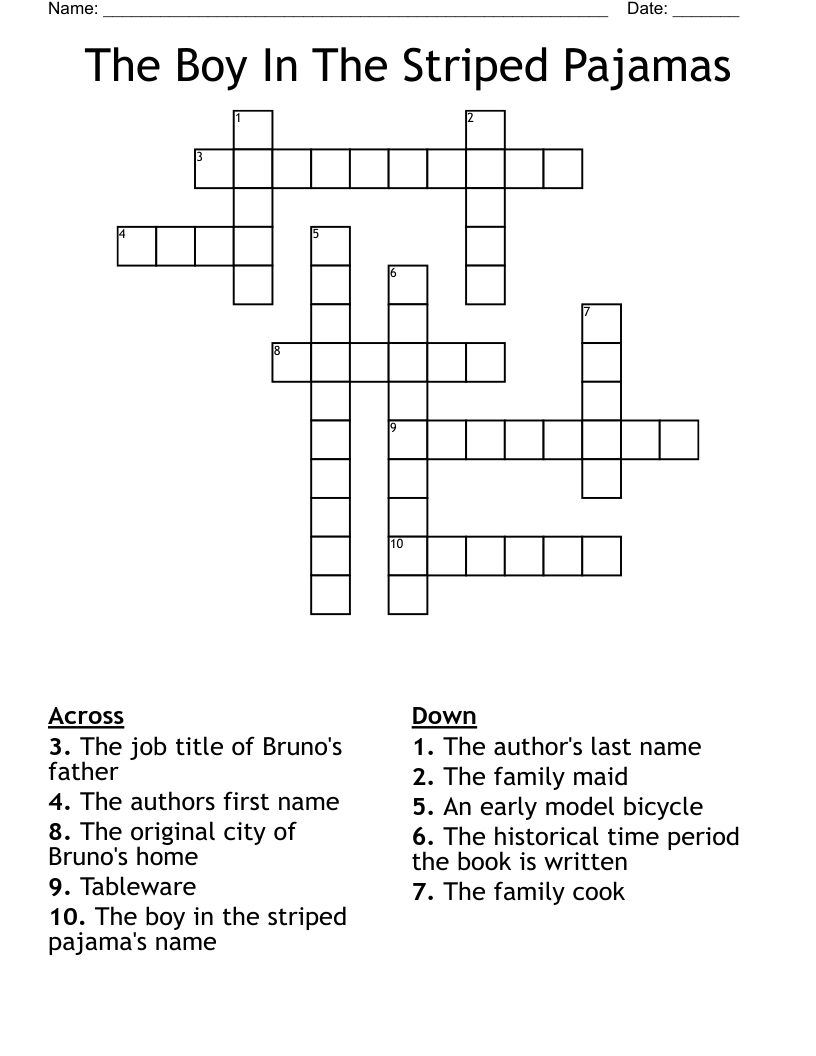 The Boy In The Striped Pajamas Crossword