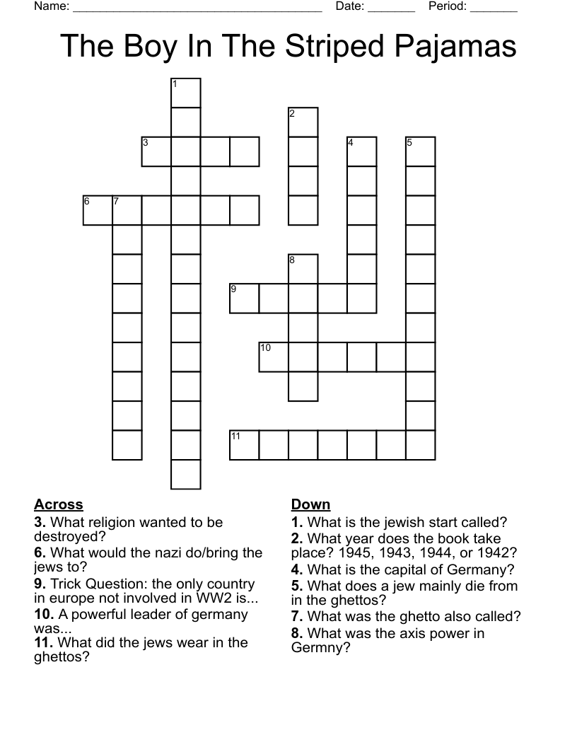 The Boy In The Striped Pajamas Crossword