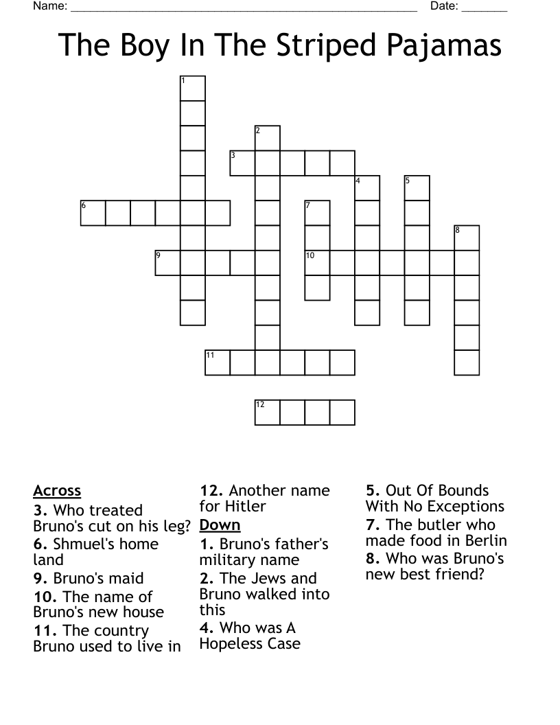 The Boy In The Striped Pajamas Crossword