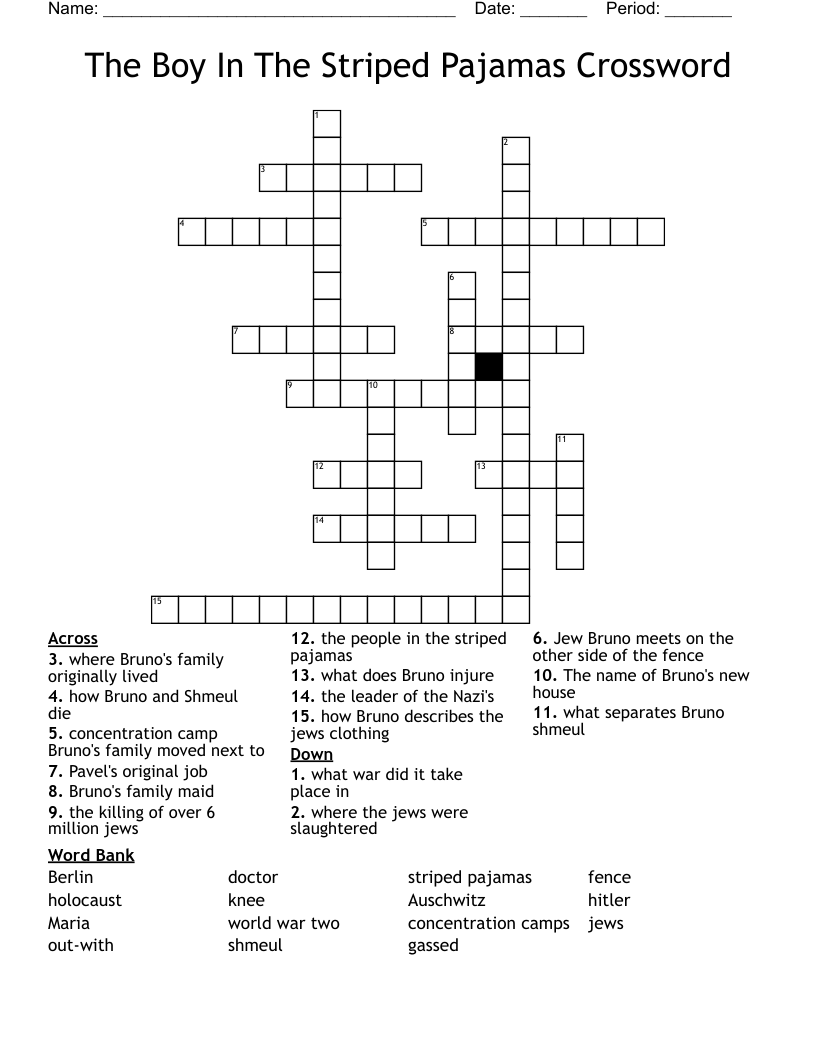 The Boy In The Striped Pajamas Crossword