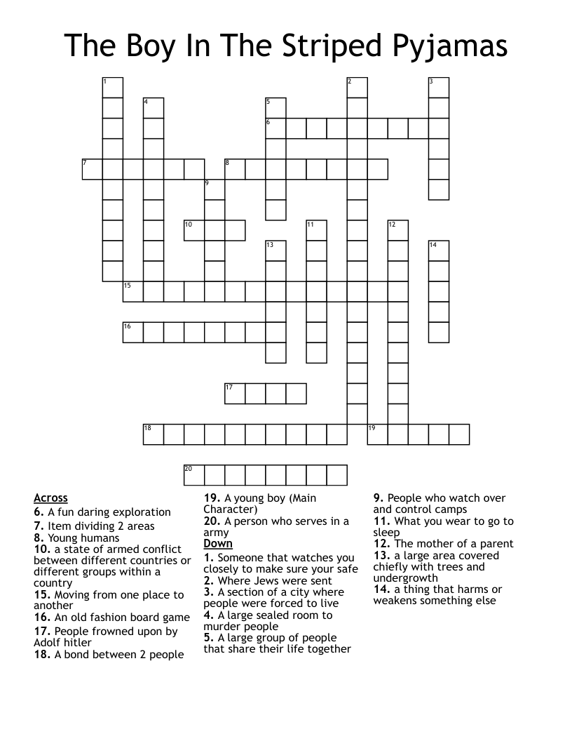 The Boy In The Striped Pyjamas  Crossword