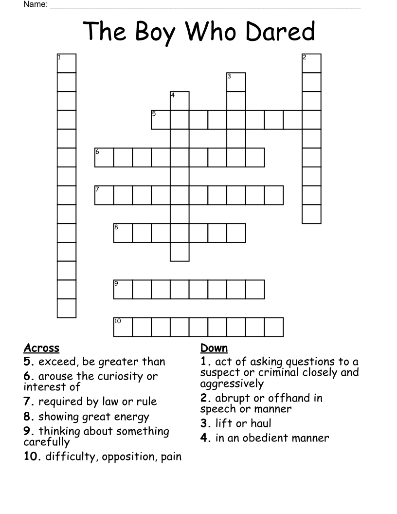 The Boy Who Dared Crossword