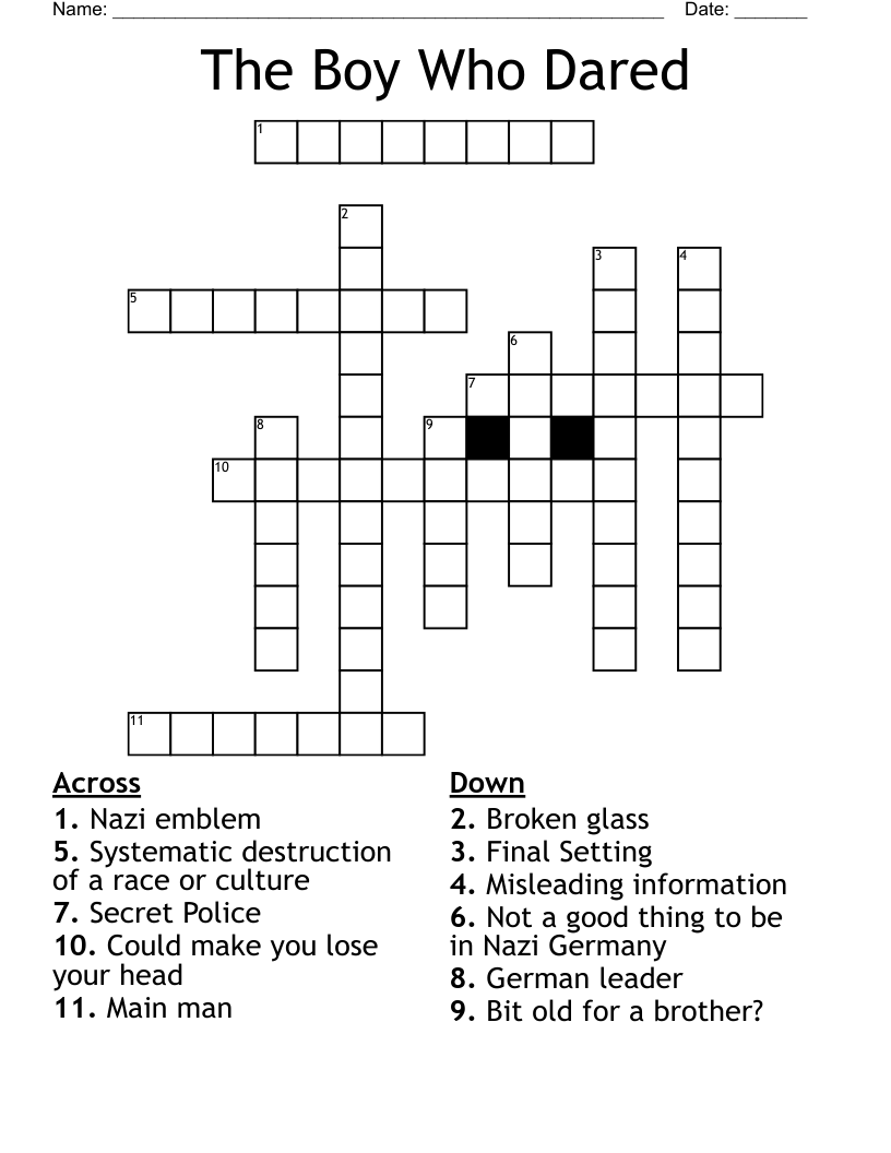 The Boy Who Dared Crossword