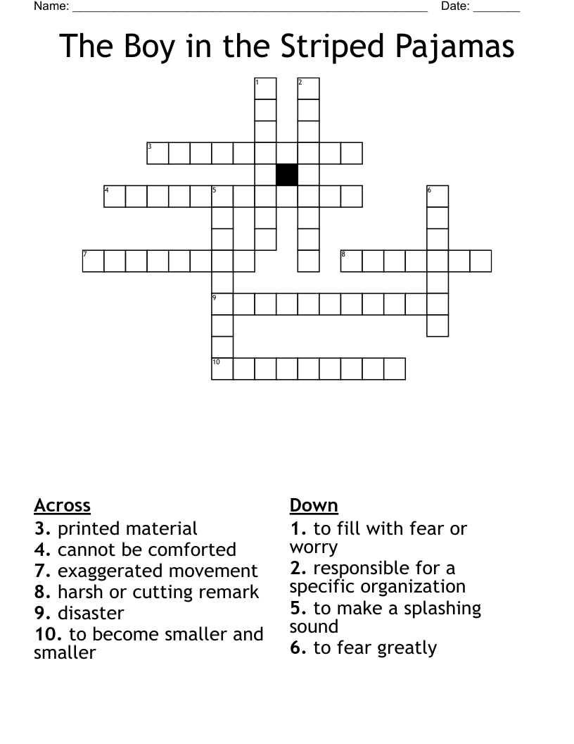 The Boy in the Striped Pajamas Crossword
