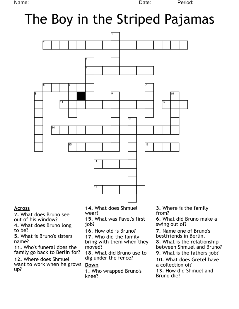 The Boy in the Striped Pajamas Crossword