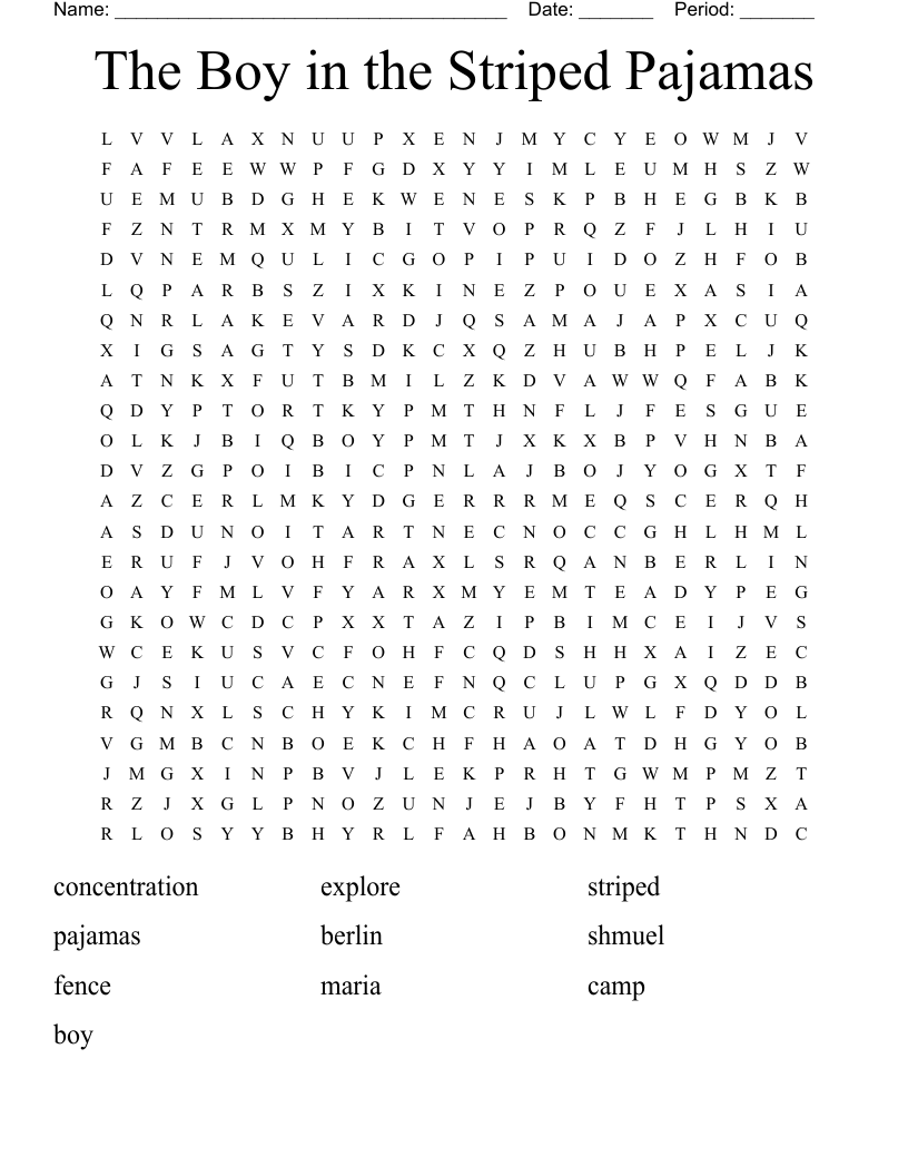 The Boy in the Striped Pajamas Word Search