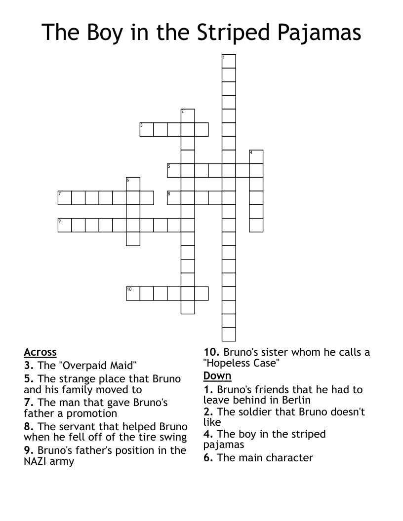 The Boy in the Striped Pajamas Crossword