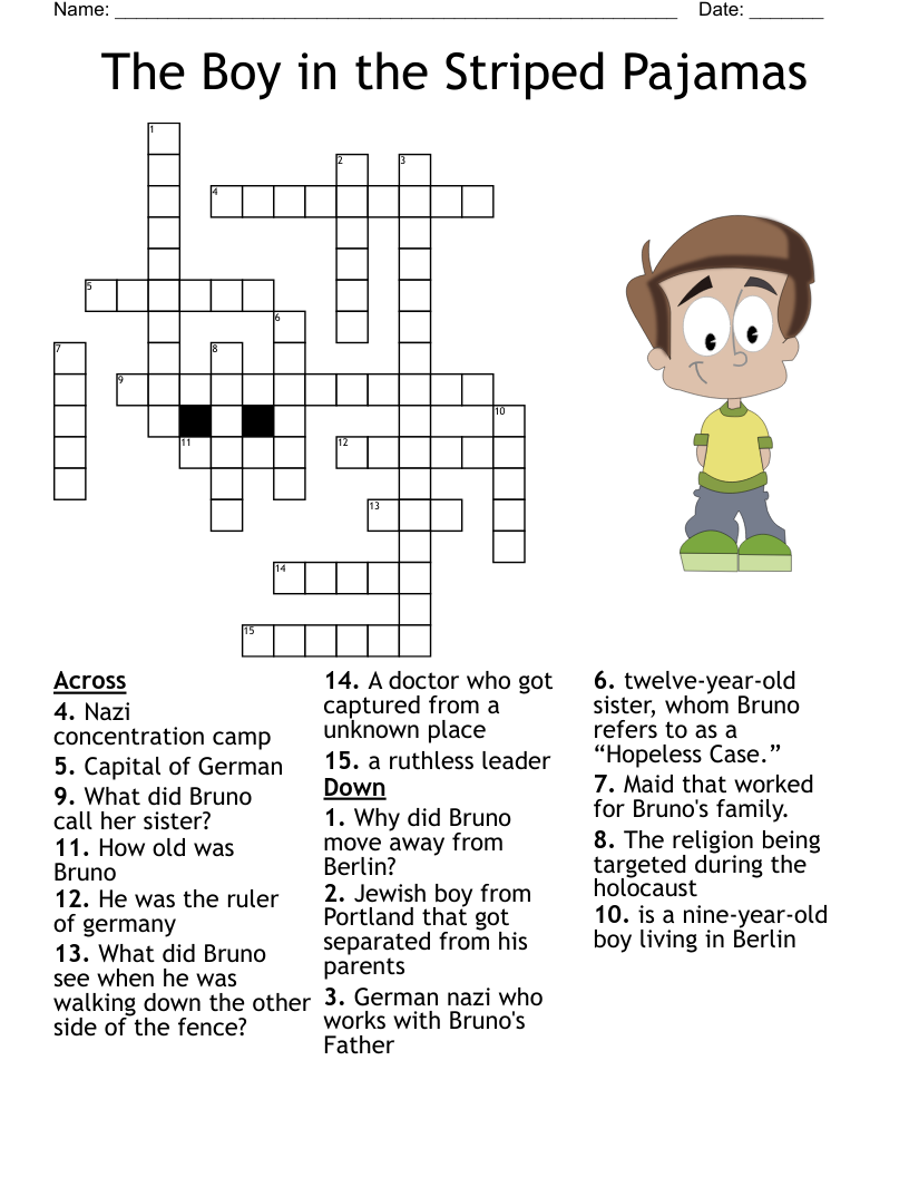 The Boy in the Striped Pajamas  Crossword