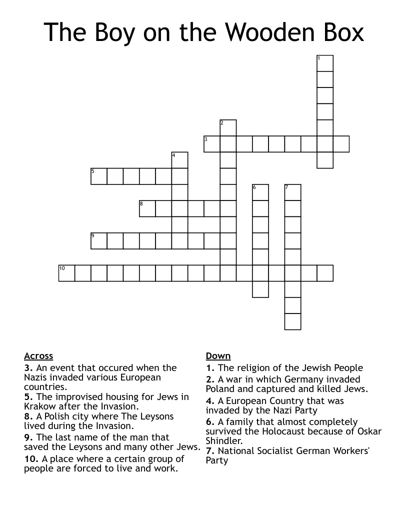 The Boy on the Wooden Box Crossword