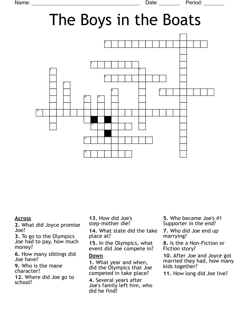 The Boys in the Boats Crossword