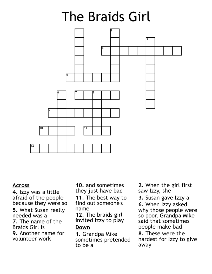 The Braids Girl Crossword