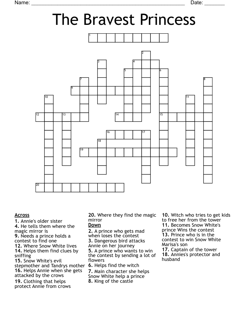 The Bravest Princess Crossword