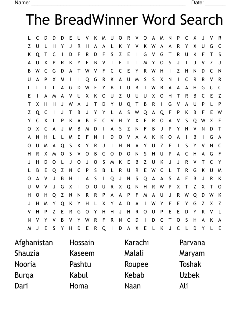 The BreadWinner Word Search