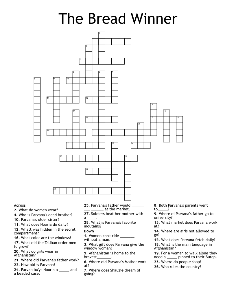 The Bread Winner Crossword