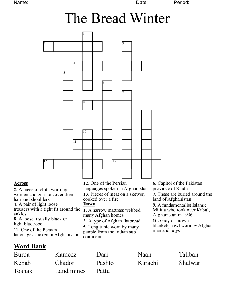 The Bread Winter Crossword