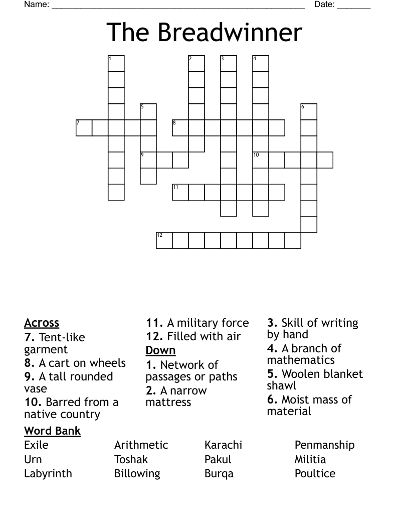 The Breadwinner Crossword