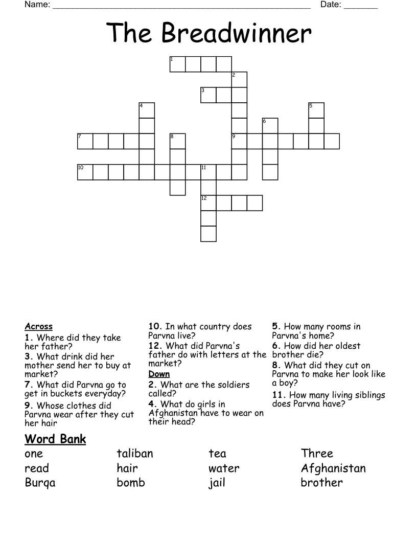 The Breadwinner Crossword