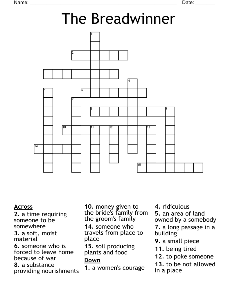 The Breadwinner Crossword