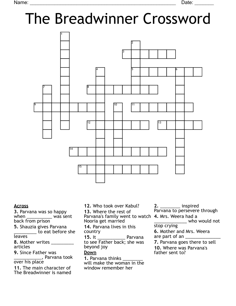 The Breadwinner Crossword