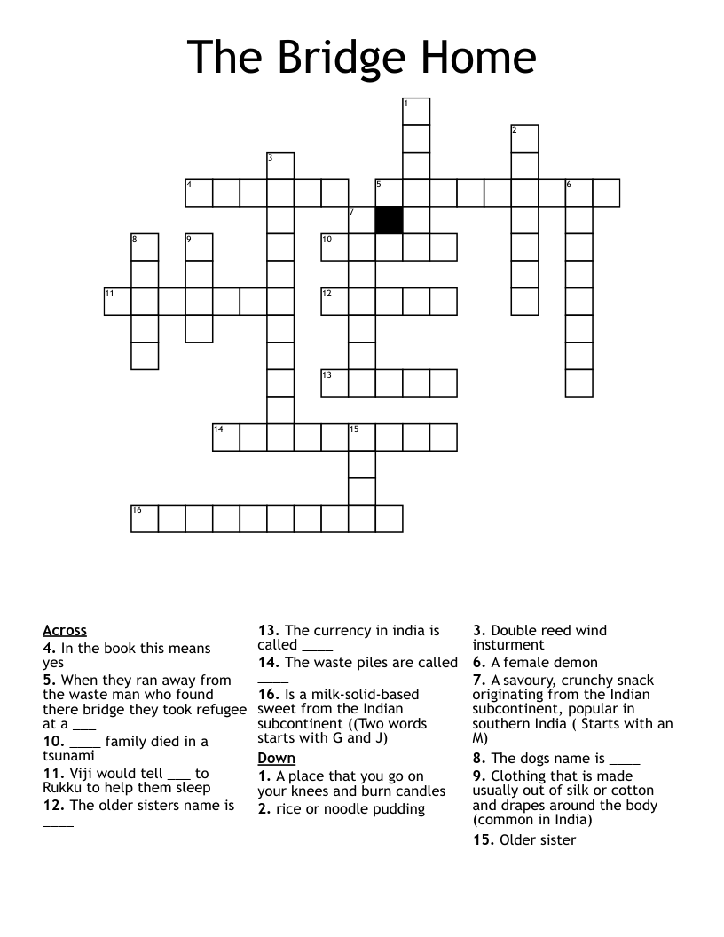 The Bridge Home Crossword