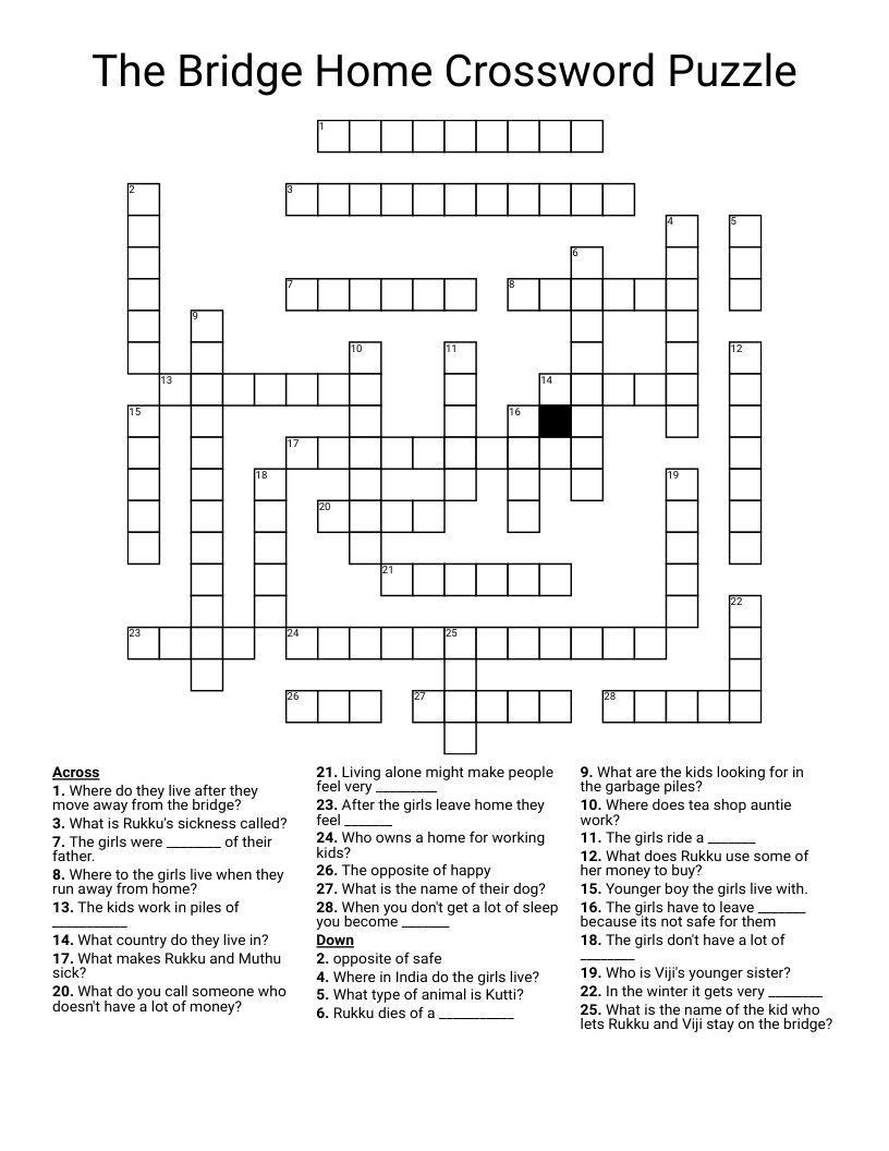 The Bridge Home Crossword Puzzle