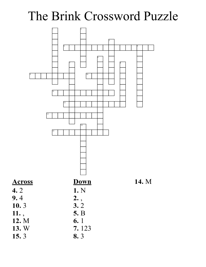 The Brink Crossword Puzzle