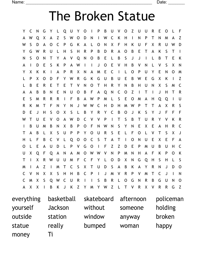 The Broken Statue Word Search