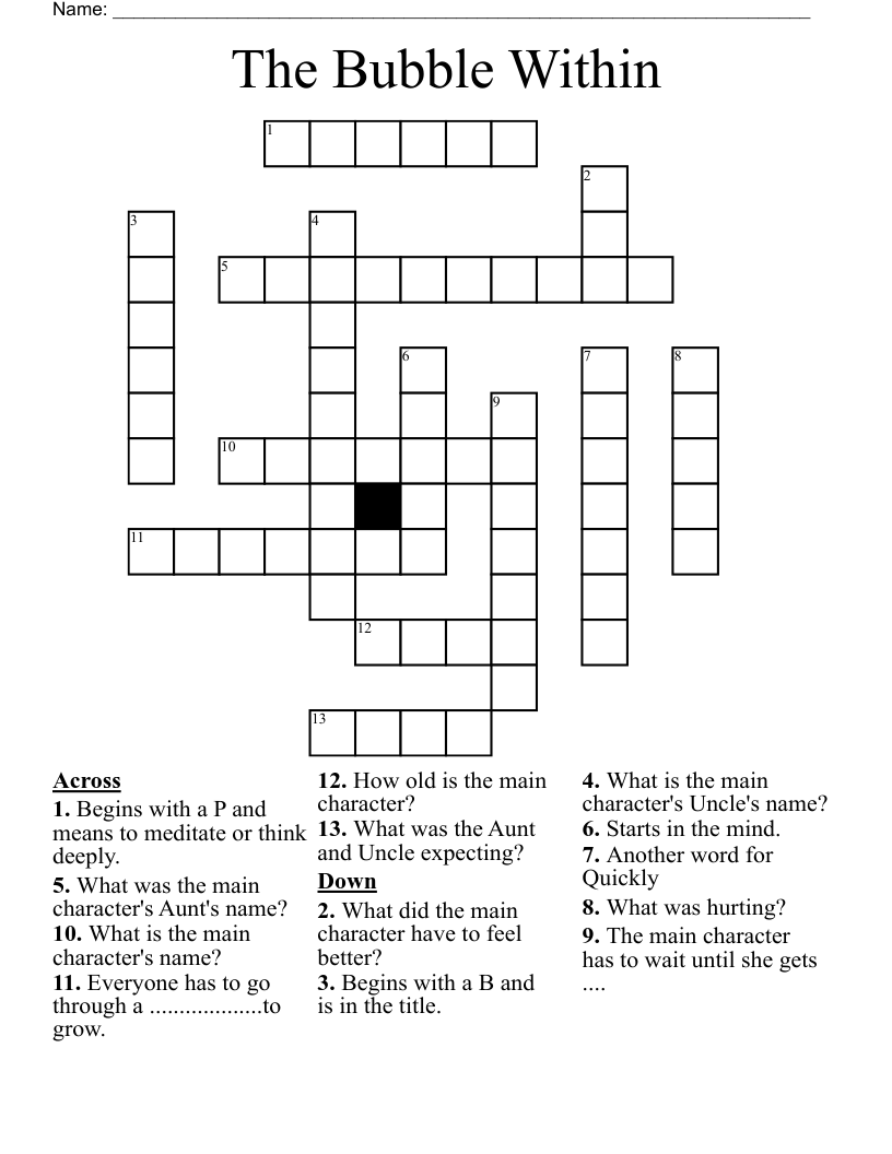 The Bubble Within Crossword