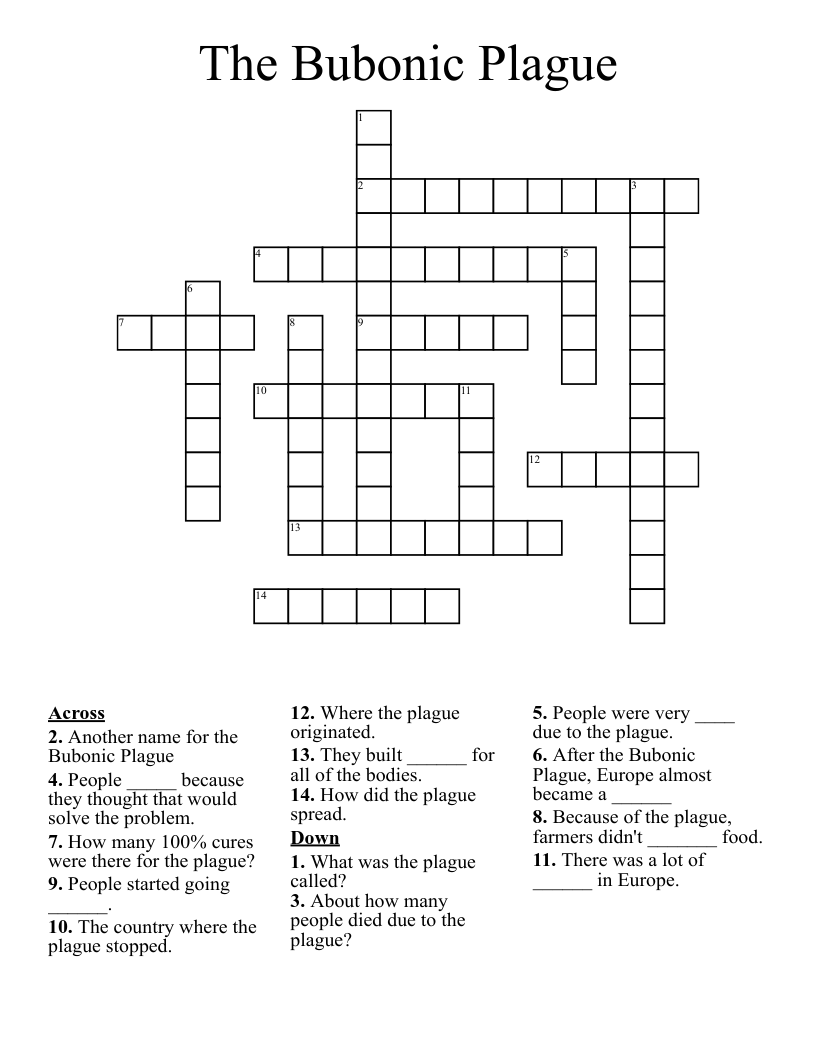 The Bubonic Plague Crossword